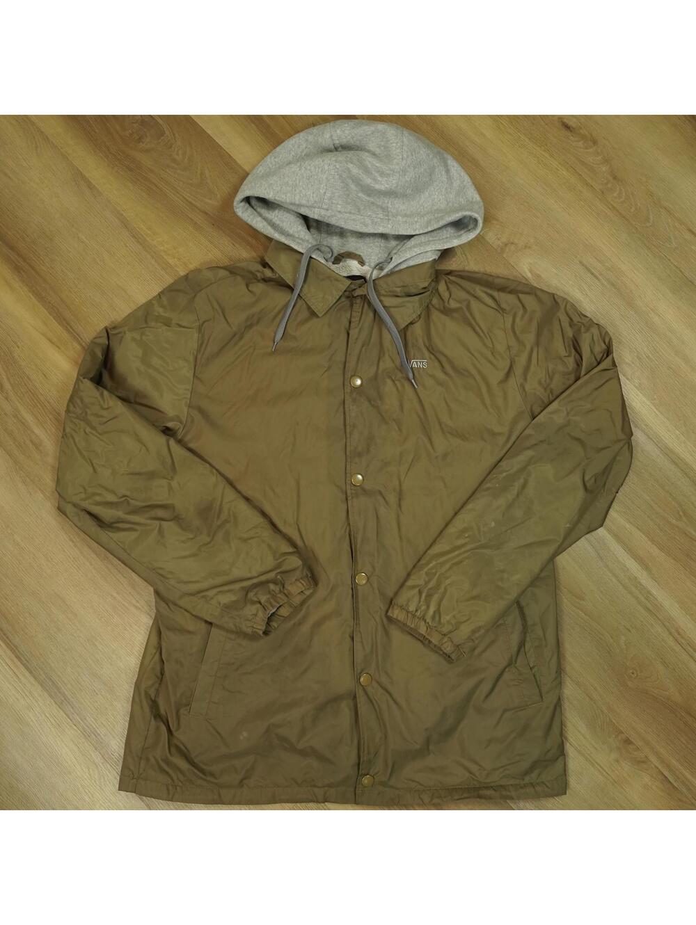 Vans skater workwear Hooded Jacket with Snap Button Closure‎ - Brown w Gray Hood